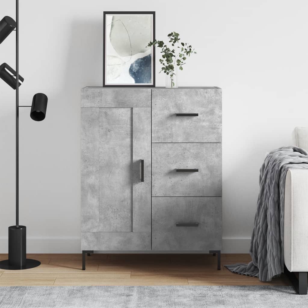 Dressoir 69,5x34x90 cm bewerkt hout betongrijs is nu te koop bij PeponiXL, paradijselijk wonen!