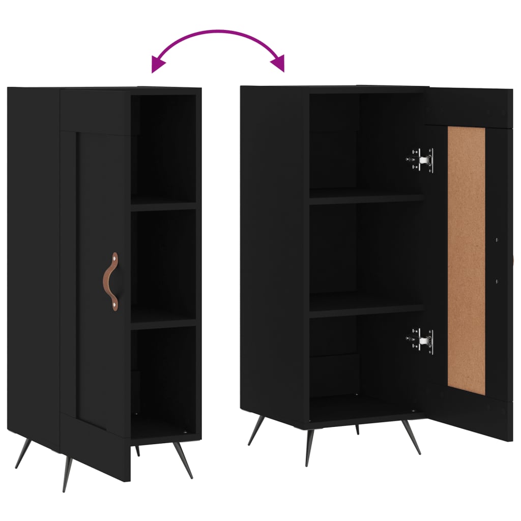 Dressoir 34,5x34x90 cm bewerkt hout zwart is nu te koop bij PeponiXL, paradijselijk wonen!