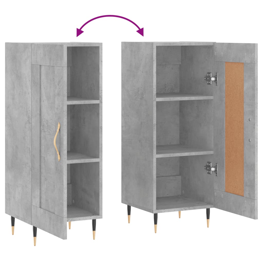 Dressoir 34,5x34x90 cm bewerkt hout betongrijs is nu te koop bij PeponiXL, paradijselijk wonen!