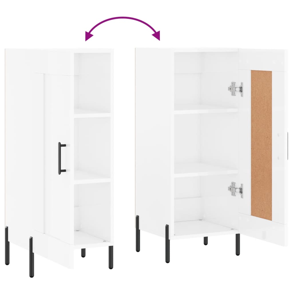 Dressoir 34,5x34x90 cm bewerkt hout hoogglans wit is nu te koop bij PeponiXL, paradijselijk wonen!
