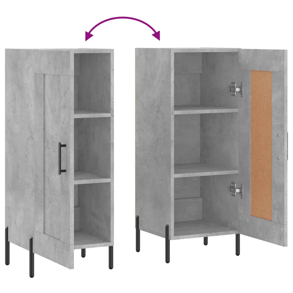 Dressoir 34,5x34x90 cm bewerkt hout betongrijs is nu te koop bij PeponiXL, paradijselijk wonen!