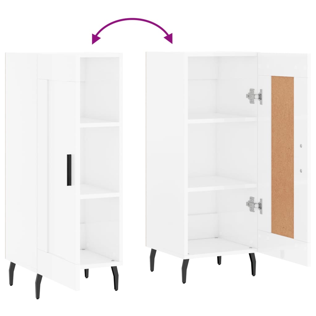 Dressoir 34,5x34x90 cm bewerkt hout hoogglans wit is nu te koop bij PeponiXL, paradijselijk wonen!