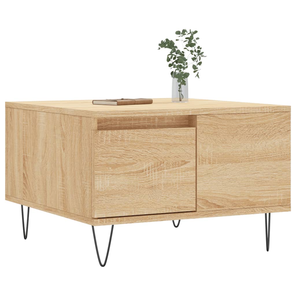 Salontafel 55x55x36,5 cm bewerkt hout sonoma eikenkleurig is nu te koop bij PeponiXL, paradijselijk wonen!