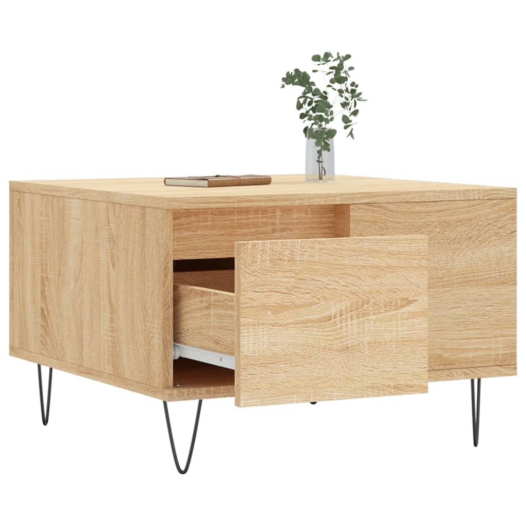 Salontafel 55x55x36,5 cm bewerkt hout sonoma eikenkleurig is nu te koop bij PeponiXL, paradijselijk wonen!