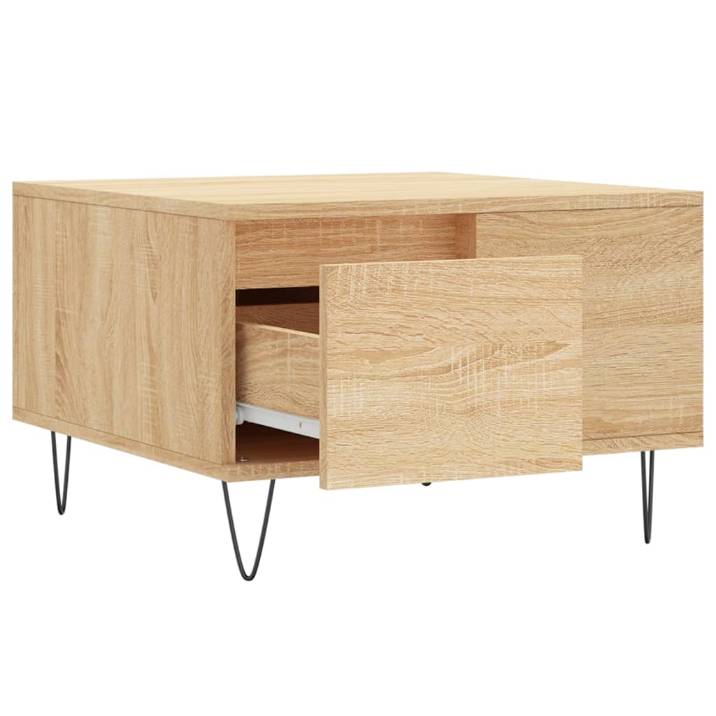 Salontafel 55x55x36,5 cm bewerkt hout sonoma eikenkleurig is nu te koop bij PeponiXL, paradijselijk wonen!
