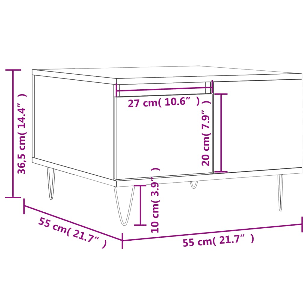 Salontafel 55x55x36,5 cm bewerkt hout sonoma eikenkleurig is nu te koop bij PeponiXL, paradijselijk wonen!