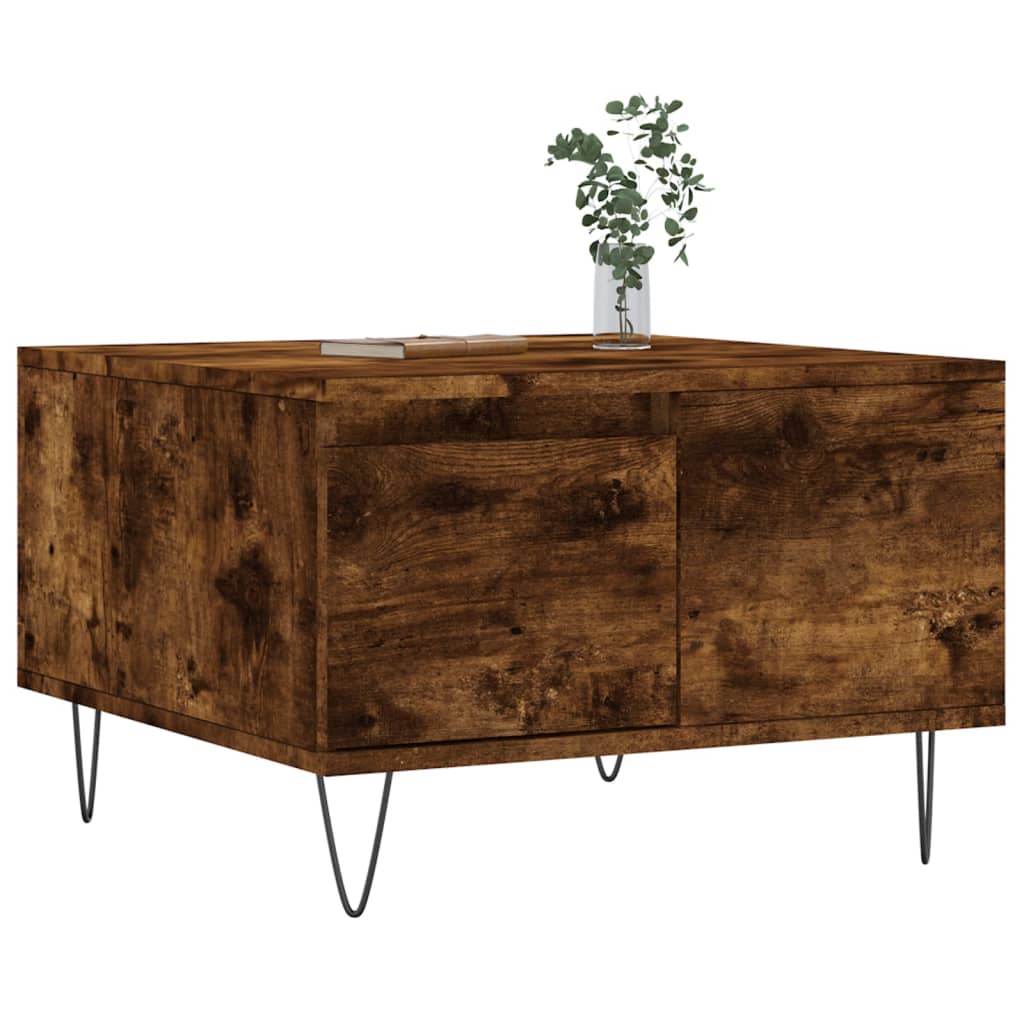 Salontafel 55x55x36,5 cm bewerkt hout gerookt eikenkleurig is nu te koop bij PeponiXL, paradijselijk wonen!