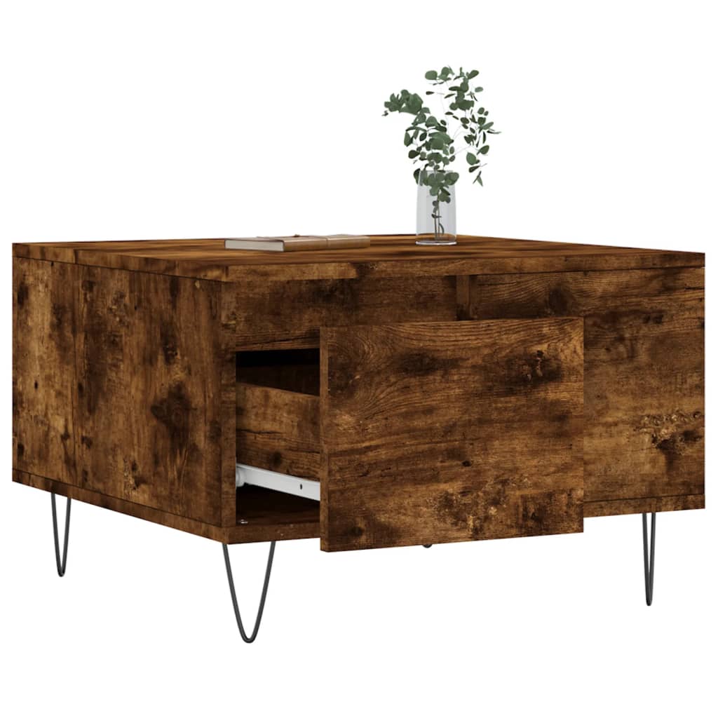 Salontafel 55x55x36,5 cm bewerkt hout gerookt eikenkleurig is nu te koop bij PeponiXL, paradijselijk wonen!