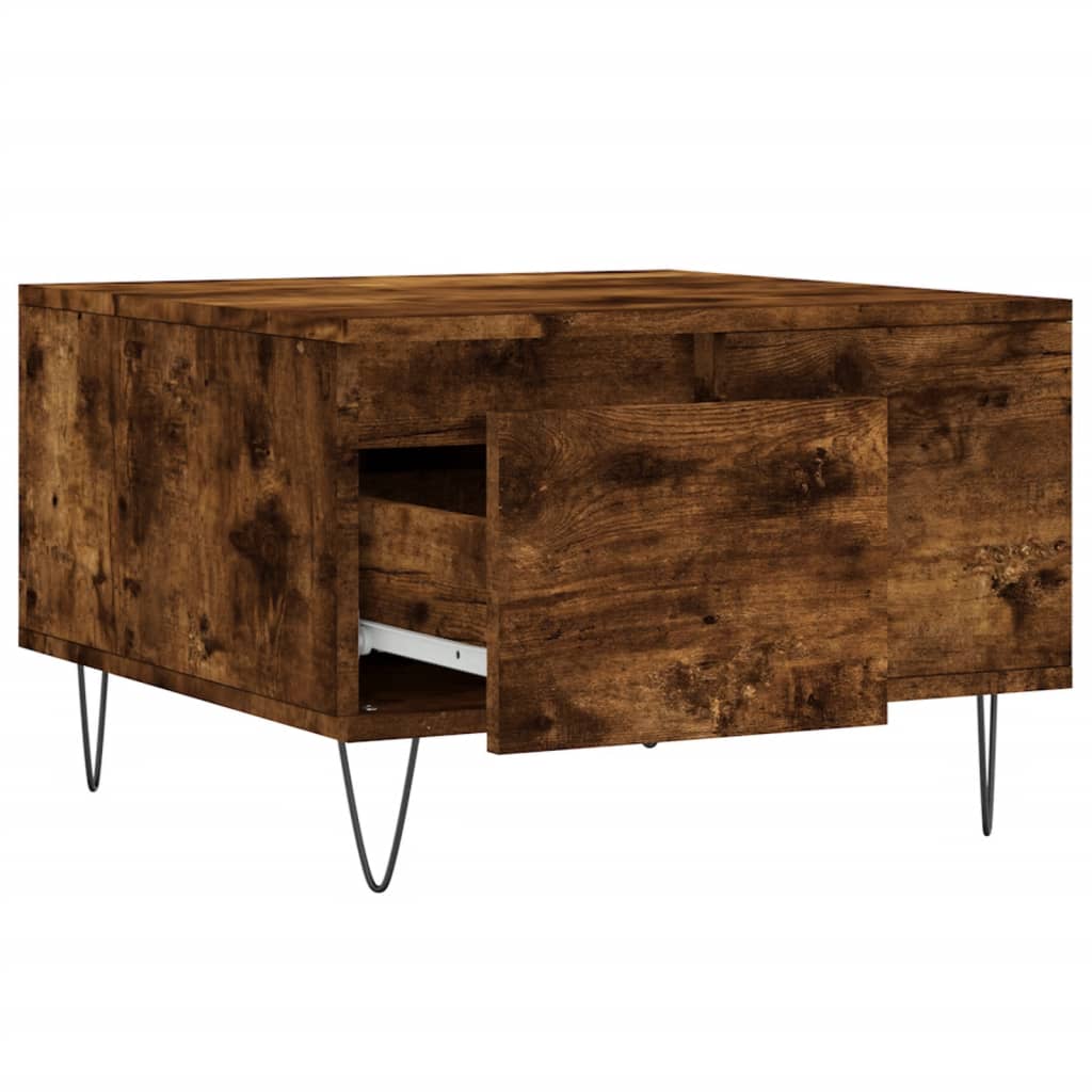 Salontafel 55x55x36,5 cm bewerkt hout gerookt eikenkleurig is nu te koop bij PeponiXL, paradijselijk wonen!