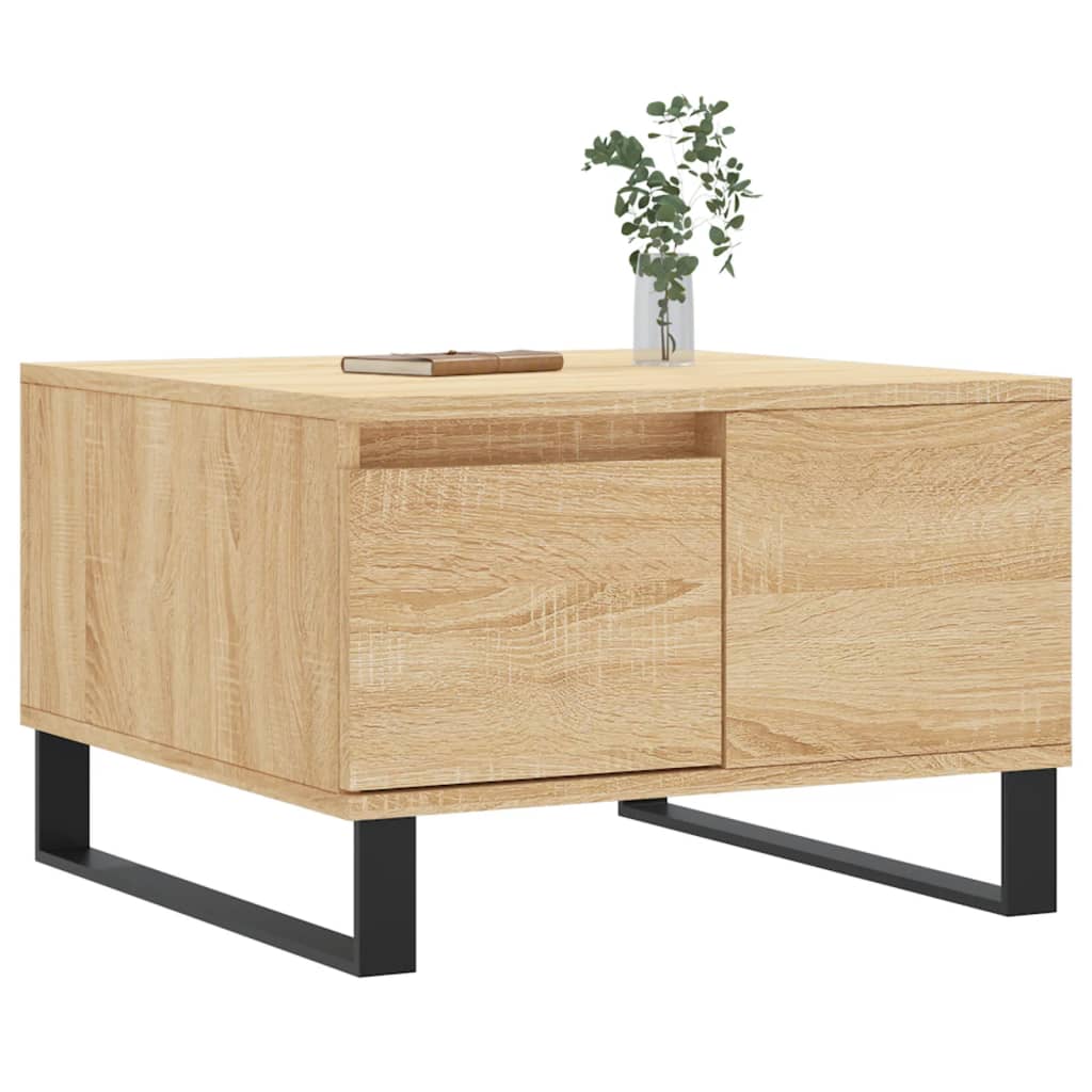 Salontafel 55x55x36,5 cm bewerkt hout sonoma eikenkleurig is nu te koop bij PeponiXL, paradijselijk wonen!