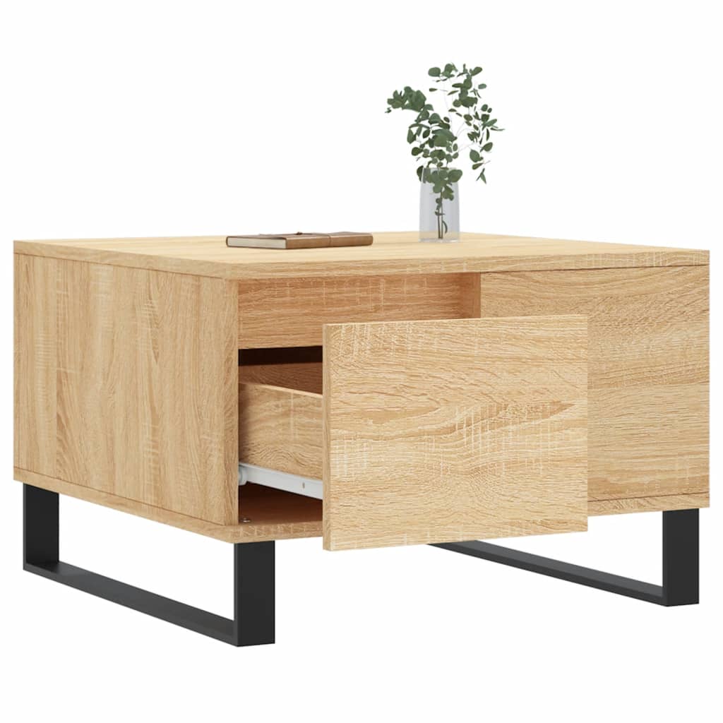 Salontafel 55x55x36,5 cm bewerkt hout sonoma eikenkleurig is nu te koop bij PeponiXL, paradijselijk wonen!