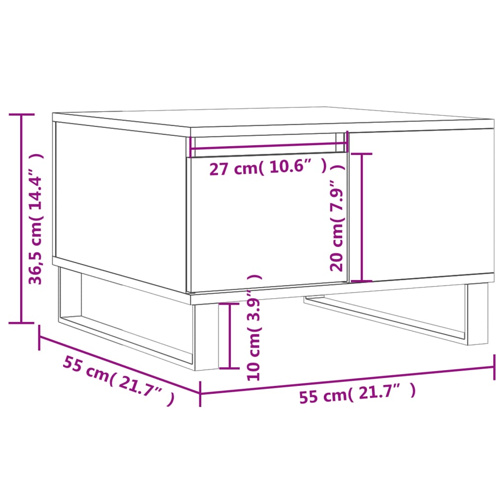 Salontafel 55x55x36,5 cm bewerkt hout sonoma eikenkleurig is nu te koop bij PeponiXL, paradijselijk wonen!