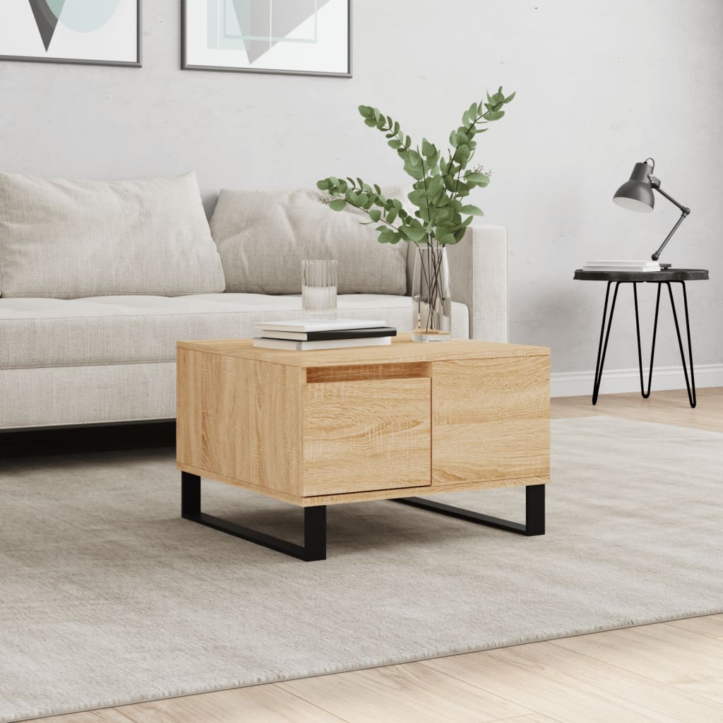 Salontafel 55x55x36,5 cm bewerkt hout sonoma eikenkleurig is nu te koop bij PeponiXL, paradijselijk wonen!