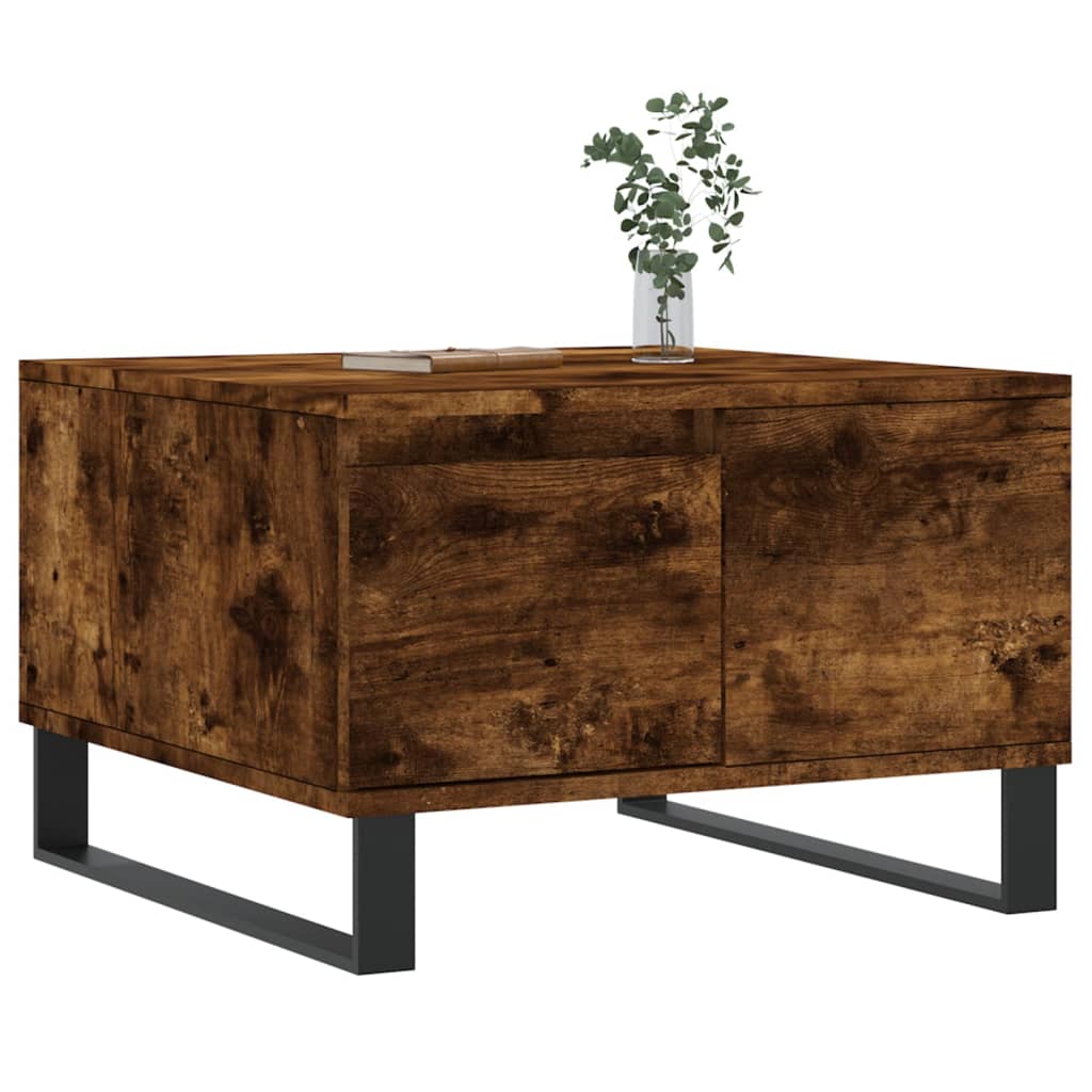 Salontafel 55x55x36,5 cm bewerkt hout gerookt eikenkleurig is nu te koop bij PeponiXL, paradijselijk wonen!