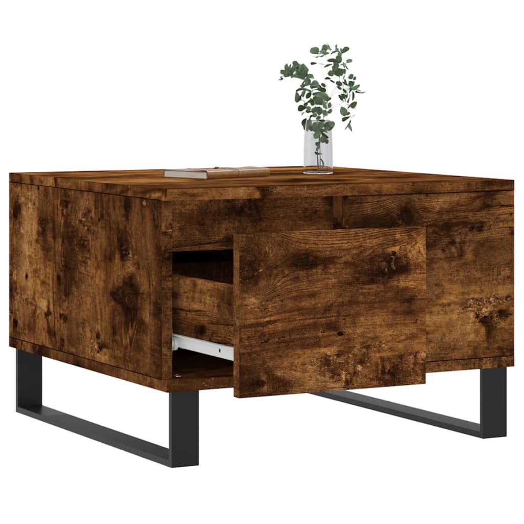 Salontafel 55x55x36,5 cm bewerkt hout gerookt eikenkleurig is nu te koop bij PeponiXL, paradijselijk wonen!