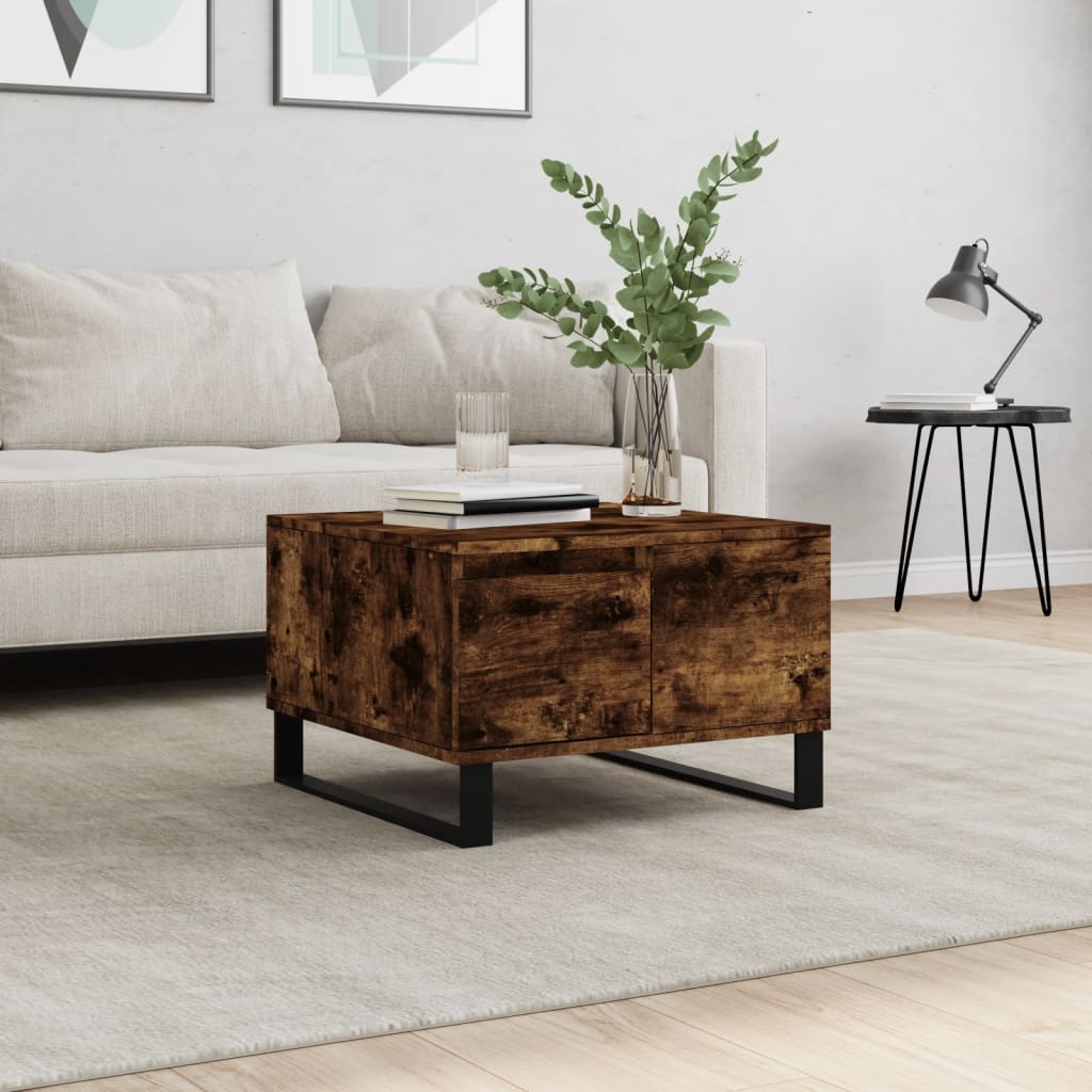 Salontafel 55x55x36,5 cm bewerkt hout gerookt eikenkleurig is nu te koop bij PeponiXL, paradijselijk wonen!