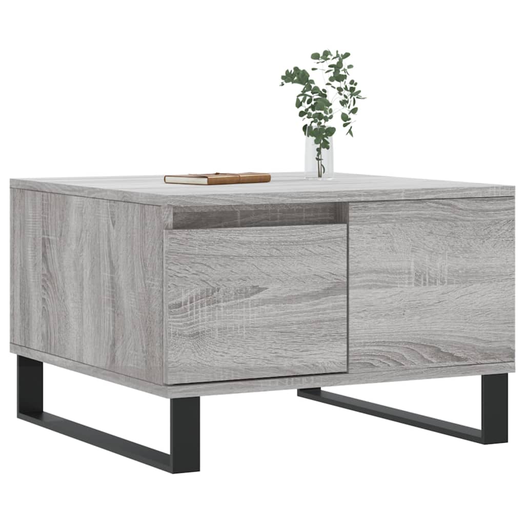 Salontafel 55x55x36,5 cm bewerkt hout grijs sonoma eikenkleurig is nu te koop bij PeponiXL, paradijselijk wonen!