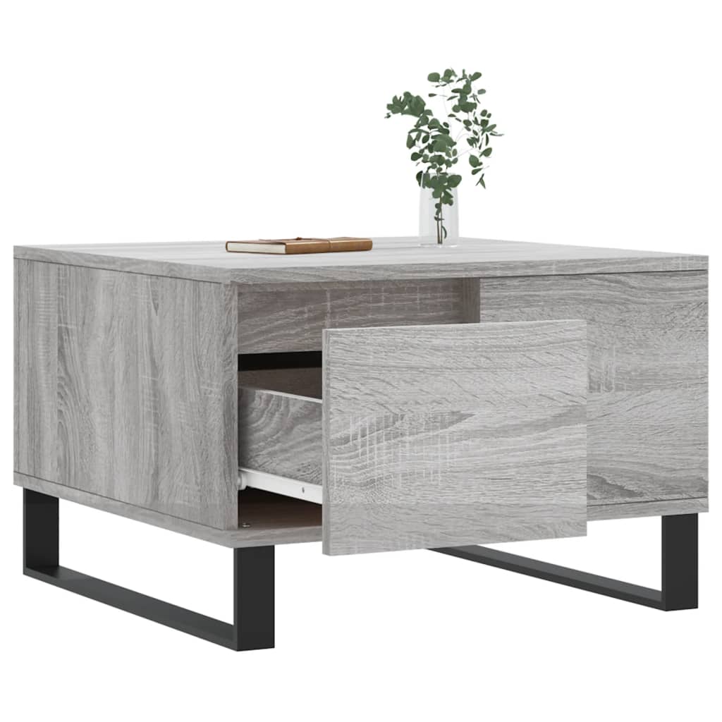 Salontafel 55x55x36,5 cm bewerkt hout grijs sonoma eikenkleurig is nu te koop bij PeponiXL, paradijselijk wonen!