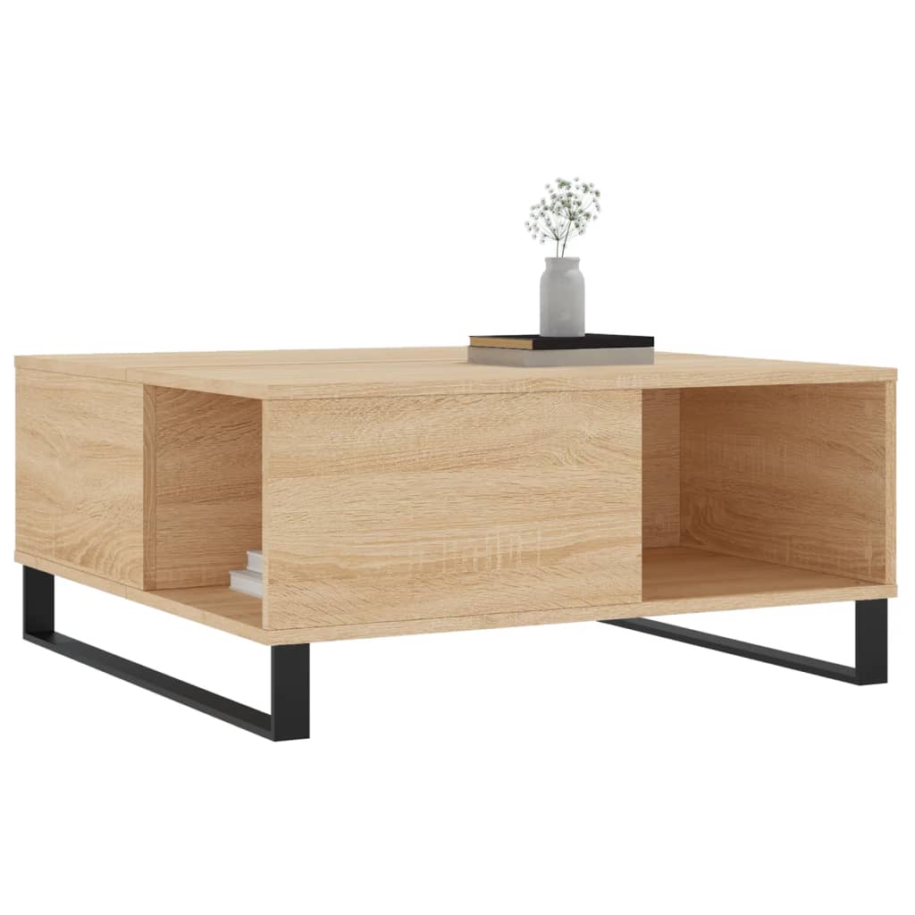 Salontafel 80x80x36,5 cm bewerkt hout sonoma eikenkleurig is nu te koop bij PeponiXL, paradijselijk wonen!