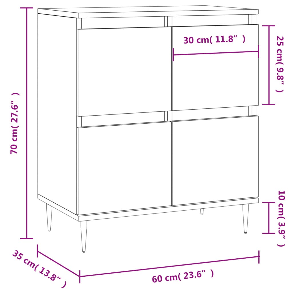 Dressoir 60x35x70 cm bewerkt hout betongrijs is nu te koop bij PeponiXL, paradijselijk wonen!