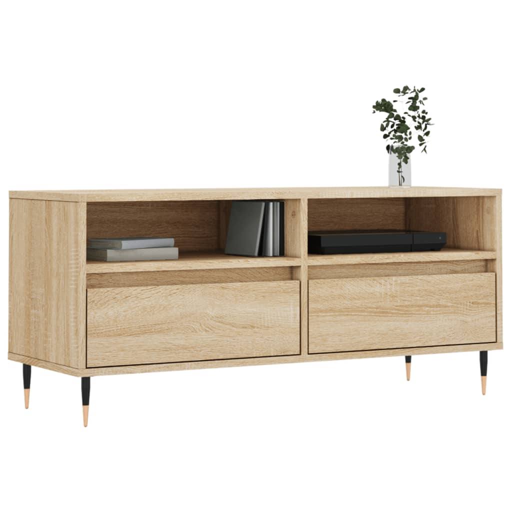 Tv-meubel 100x34,5x44,5 cm bewerkt hout sonoma eikenkleurig is nu te koop bij PeponiXL, paradijselijk wonen!