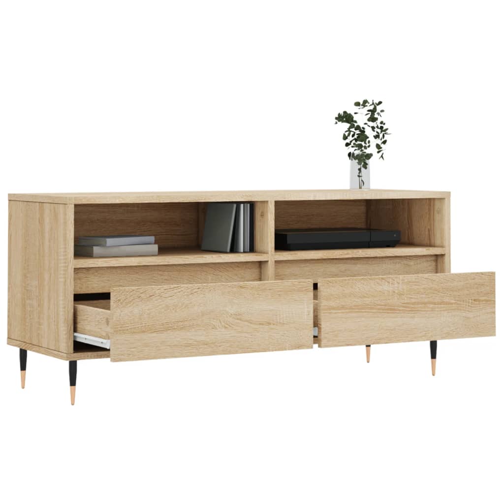 Tv-meubel 100x34,5x44,5 cm bewerkt hout sonoma eikenkleurig is nu te koop bij PeponiXL, paradijselijk wonen!