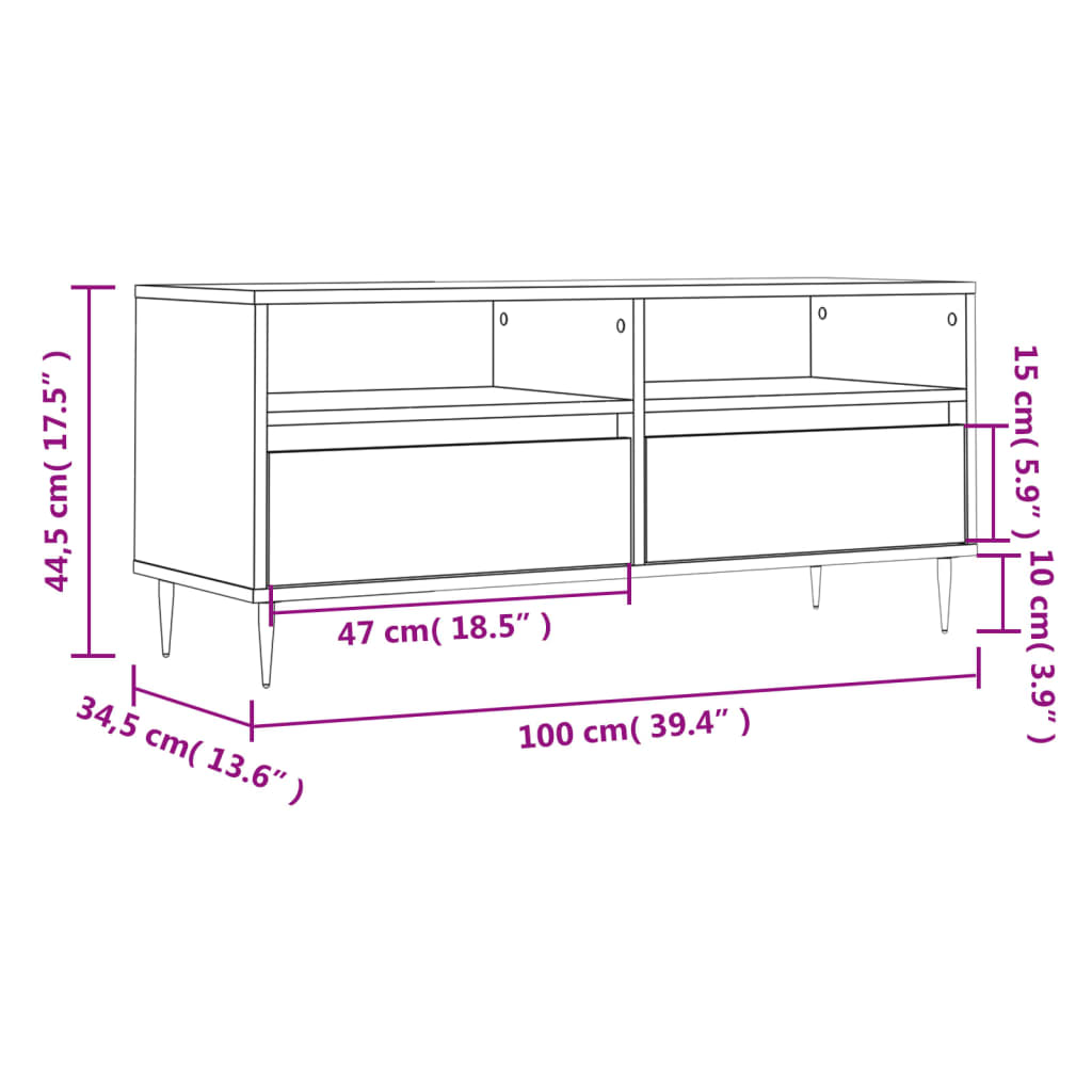 Tv-meubel 100x34,5x44,5 cm bewerkt hout betongrijs is nu te koop bij PeponiXL, paradijselijk wonen!