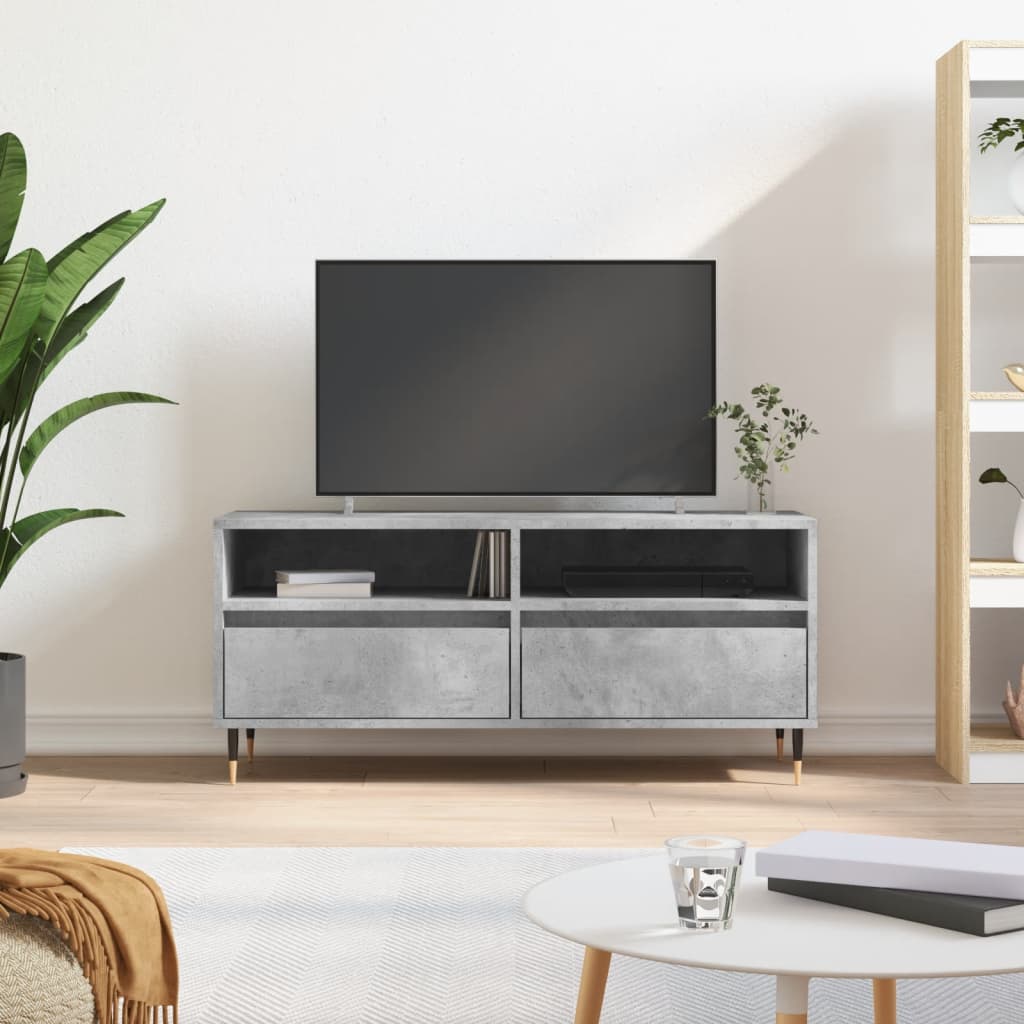 Tv-meubel 100x34,5x44,5 cm bewerkt hout betongrijs is nu te koop bij PeponiXL, paradijselijk wonen!