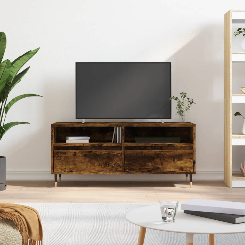 Tv-meubel 100x34,5x44,5 cm bewerkt hout gerookt eikenkleurig is nu te koop bij PeponiXL, paradijselijk wonen!