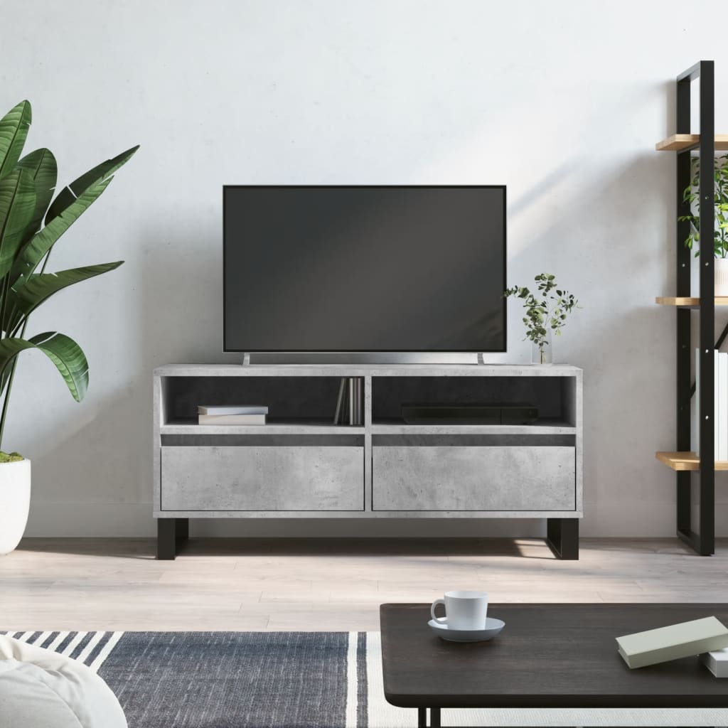 Tv-meubel 100x34,5x44,5 cm bewerkt hout betongrijs is nu te koop bij PeponiXL, paradijselijk wonen!