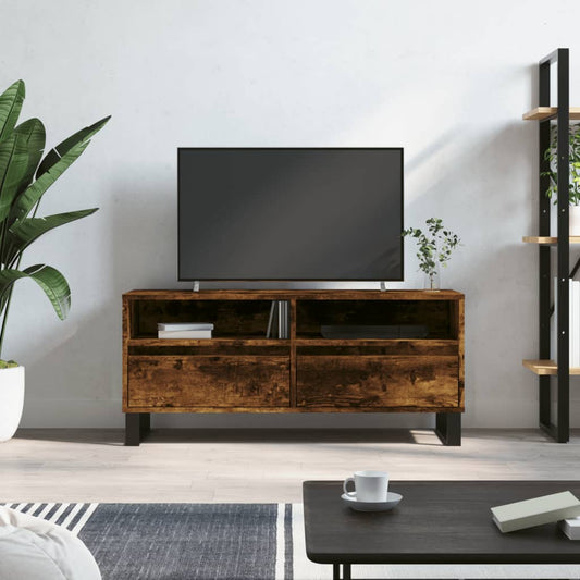 Tv-meubel 100x34,5x44,5 cm bewerkt hout gerookt eikenkleurig is nu te koop bij PeponiXL, paradijselijk wonen!