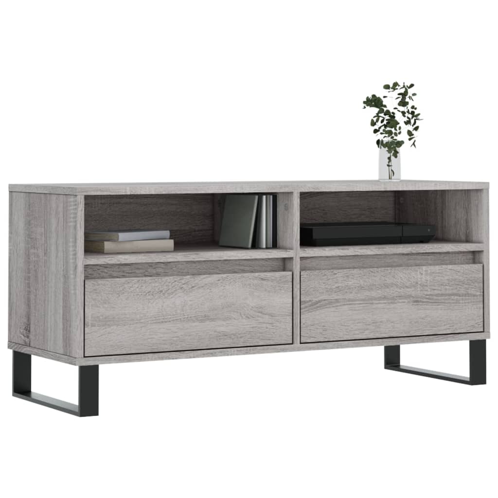 Tv-meubel 100x34,5x44,5 cm bewerkt hout grijs sonoma eikenkleur is nu te koop bij PeponiXL, paradijselijk wonen!