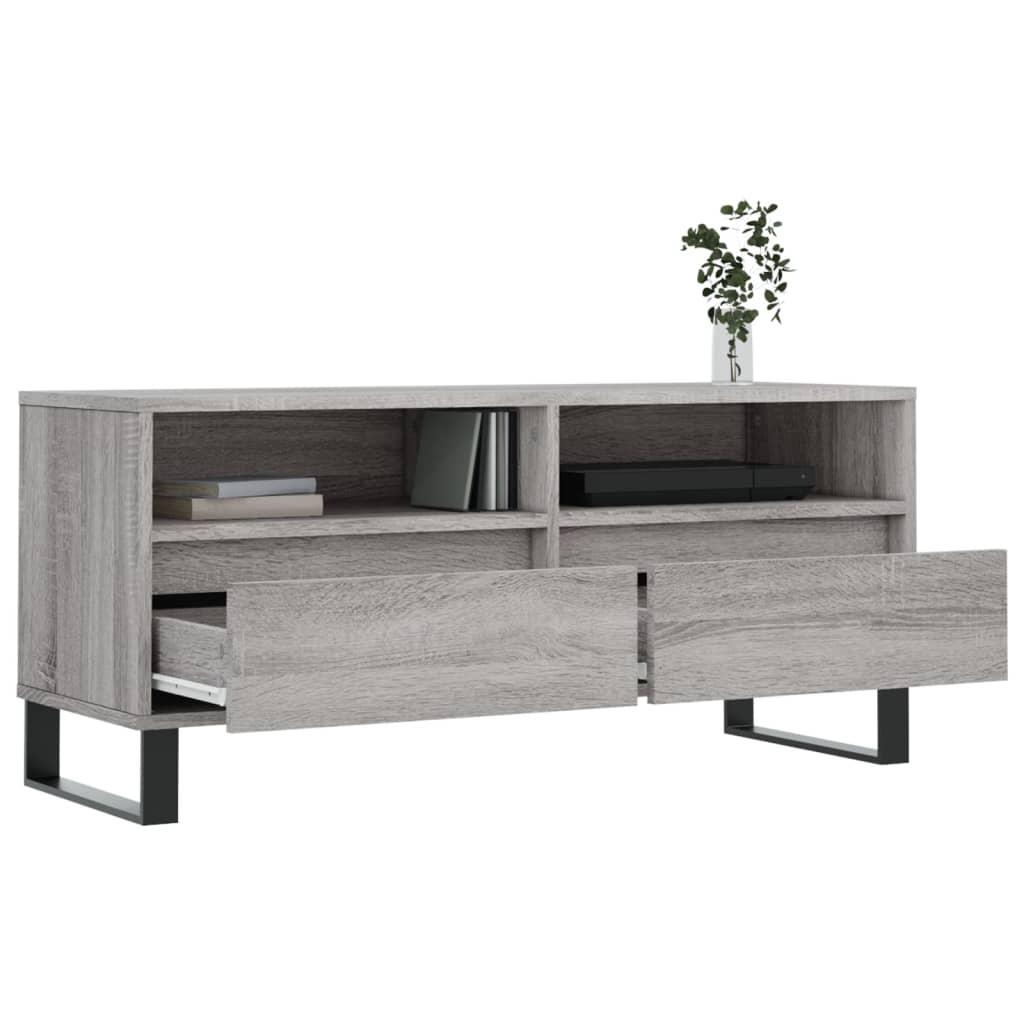 Tv-meubel 100x34,5x44,5 cm bewerkt hout grijs sonoma eikenkleur is nu te koop bij PeponiXL, paradijselijk wonen!