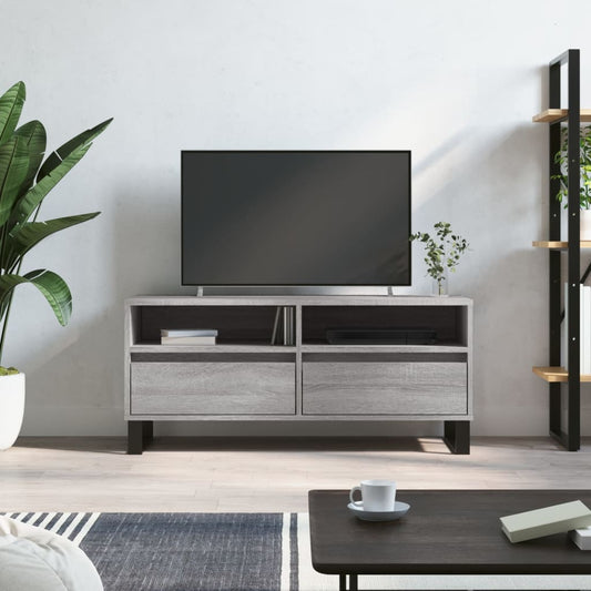 Tv-meubel 100x34,5x44,5 cm bewerkt hout grijs sonoma eikenkleur is nu te koop bij PeponiXL, paradijselijk wonen!