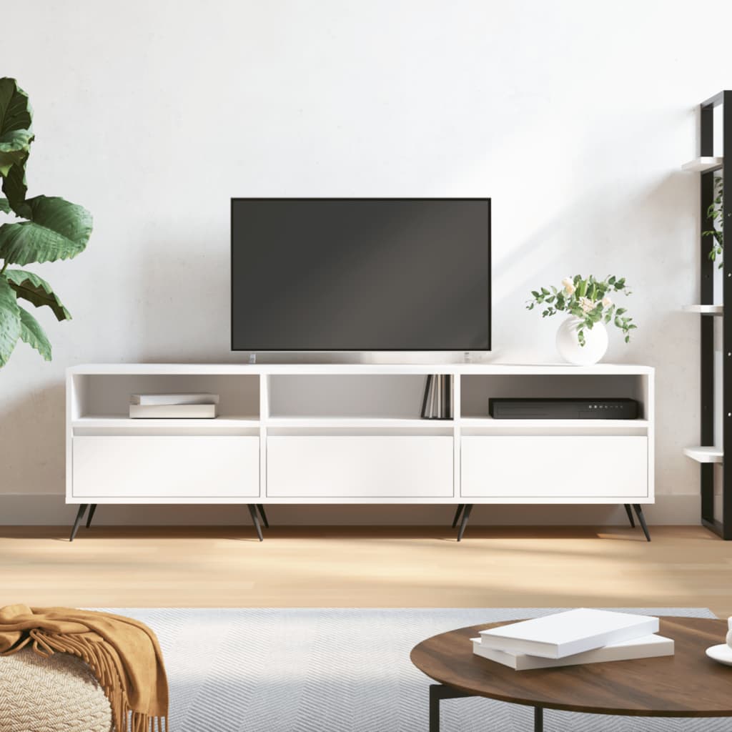 Tv-meubel 150x30x44,5 cm bewerkt hout wit is nu te koop bij PeponiXL, paradijselijk wonen!