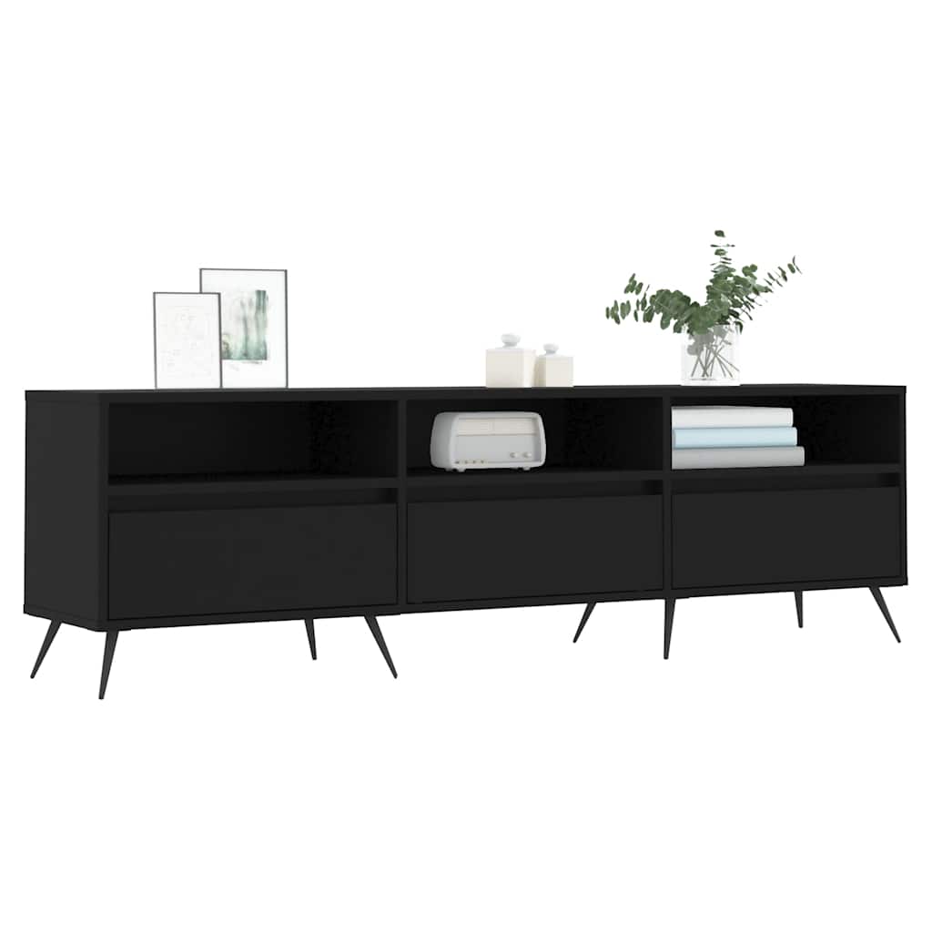 Tv-meubel 150x30x44,5 cm bewerkt hout zwart is nu te koop bij PeponiXL, paradijselijk wonen!