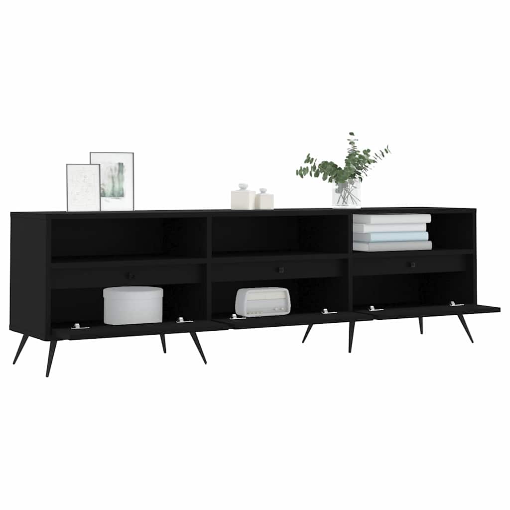 Tv-meubel 150x30x44,5 cm bewerkt hout zwart is nu te koop bij PeponiXL, paradijselijk wonen!
