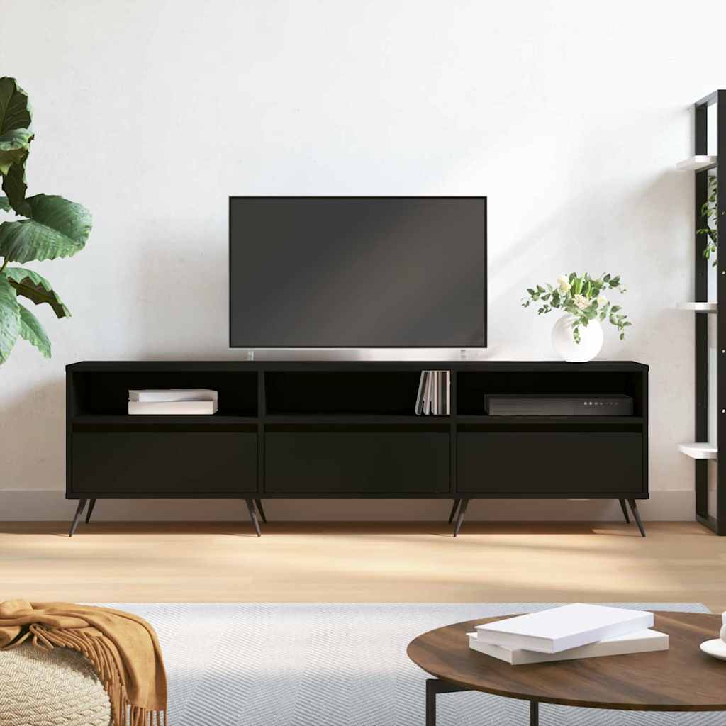 Tv-meubel 150x30x44,5 cm bewerkt hout zwart is nu te koop bij PeponiXL, paradijselijk wonen!