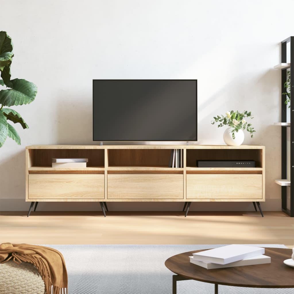 Tv-meubel 150x30x44,5 cm bewerkt hout sonoma eikenkleurig is nu te koop bij PeponiXL, paradijselijk wonen!