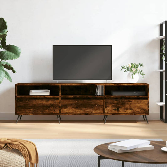 Tv-meubel 150x30x44,5 cm bewerkt hout gerookt eikenkleurig is nu te koop bij PeponiXL, paradijselijk wonen!