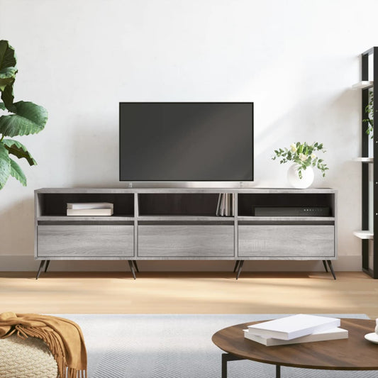 Tv-meubel 150x30x44,5 cm bewerkt hout grijs sonoma eikenkleurig is nu te koop bij PeponiXL, paradijselijk wonen!