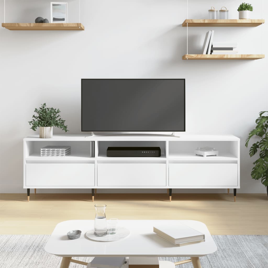 Tv-meubel 150x30x44,5 cm bewerkt hout wit is nu te koop bij PeponiXL, paradijselijk wonen!