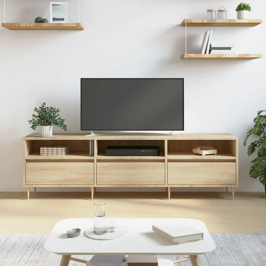 Tv-meubel 150x30x44,5 cm bewerkt hout sonoma eikenkleurig is nu te koop bij PeponiXL, paradijselijk wonen!