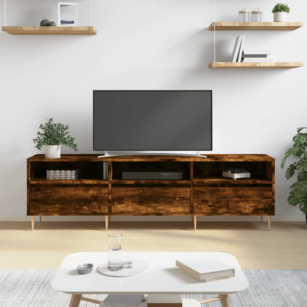 Tv-meubel 150x30x44,5 cm bewerkt hout gerookt eikenkleurig is nu te koop bij PeponiXL, paradijselijk wonen!