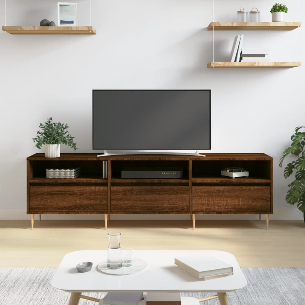 Tv-meubel 150x30x44,5 cm bewerkt hout bruin eikenkleur is nu te koop bij PeponiXL, paradijselijk wonen!