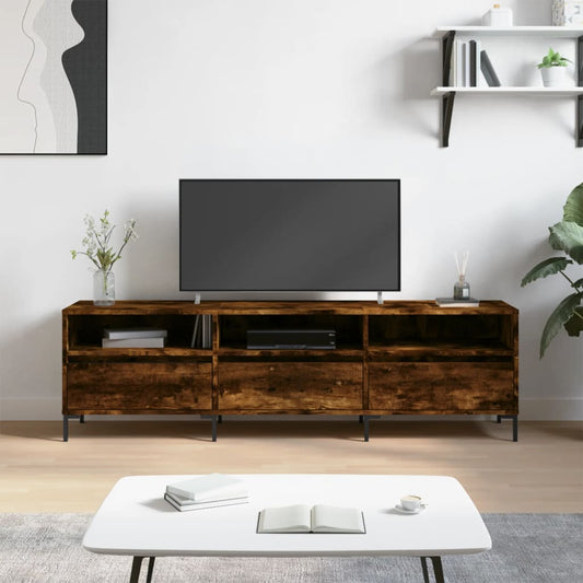 Tv-meubel 150x30x44,5 cm bewerkt hout gerookt eikenkleurig is nu te koop bij PeponiXL, paradijselijk wonen!