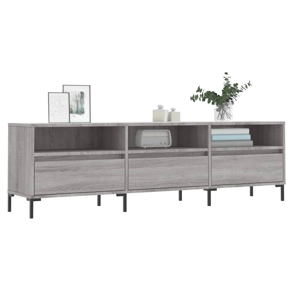 Tv-meubel 150x30x44,5 cm bewerkt hout grijs sonoma eikenkleurig is nu te koop bij PeponiXL, paradijselijk wonen!