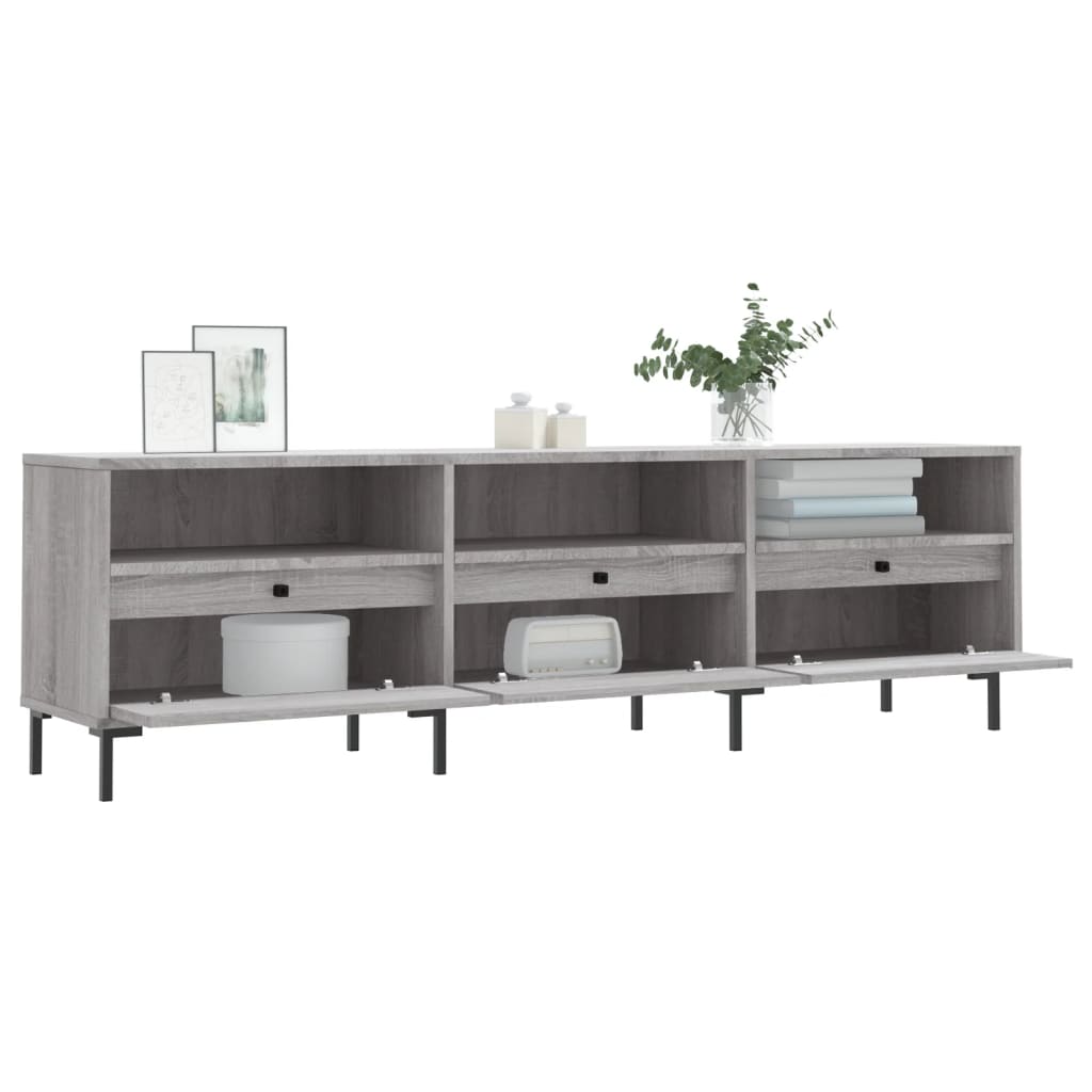 Tv-meubel 150x30x44,5 cm bewerkt hout grijs sonoma eikenkleurig is nu te koop bij PeponiXL, paradijselijk wonen!