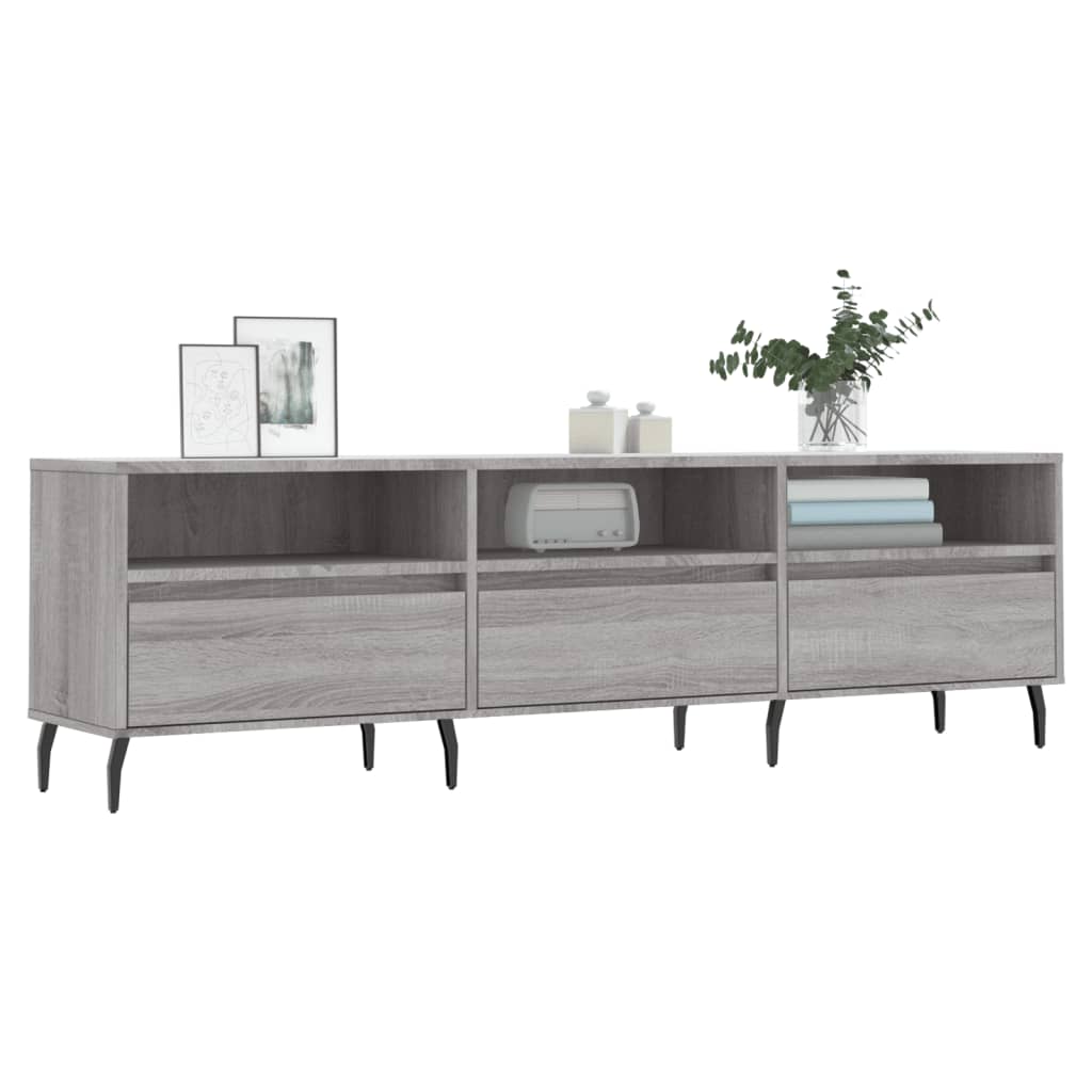 Tv-meubel 150x30x44,5 cm bewerkt hout grijs sonoma eikenkleurig is nu te koop bij PeponiXL, paradijselijk wonen!