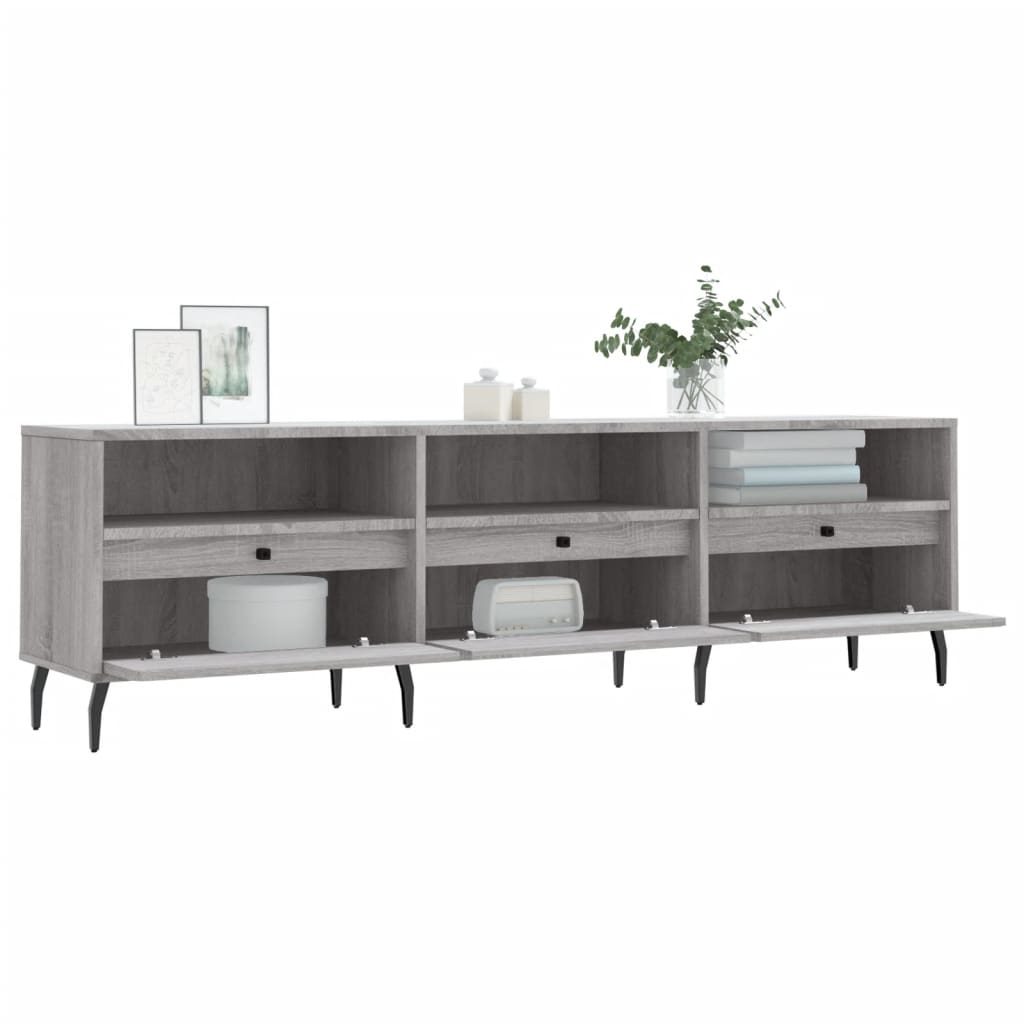 Tv-meubel 150x30x44,5 cm bewerkt hout grijs sonoma eikenkleurig is nu te koop bij PeponiXL, paradijselijk wonen!